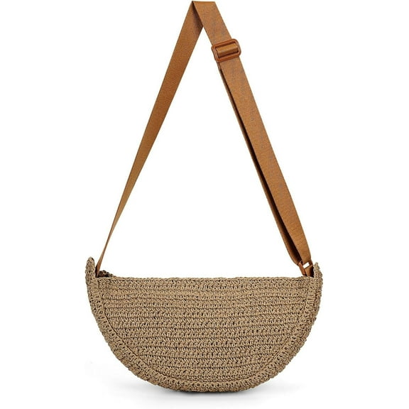 NANAHuang Straw Crossbody Bag Woven Purses for Women Summer Beach Straw Purse Fashion Handmade Shoulder Bag Crochet Purse