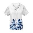 thumbnail image 4 of Otvok Women Fashion Summer Fold Printed Regular Women Short Sleeves V Neck Button Top, 4 of 6