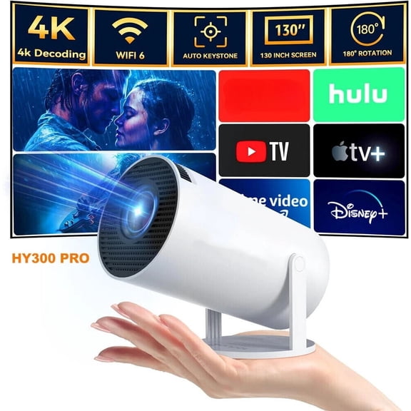 4K Mini Projector HY300 720P WiFi6 Bluetooth BT5.0 Cinema Portable Home Theaters