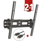 Barkan Tilt TV Wall Mount 13 - 60 inch Fall Proof + 6ft HDMI Cable Combo Lifetime Warranty
