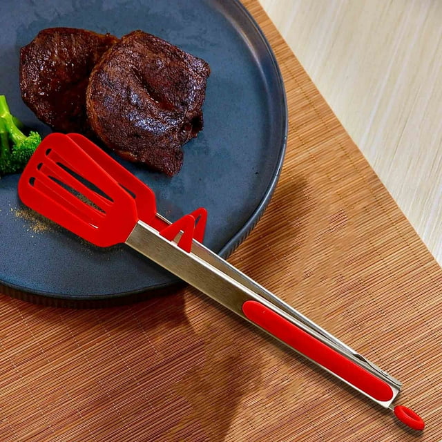 Fiudx Pinza para Alimentos de Acero Inoxidable, Mango Ergonómico, Pinzas Resistentes Al Calor, Herramienta para Asar a La Parrilla, Agarre Antideslizante, para Cocinar Al Aire Libre, Apta para Lavava