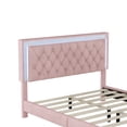 thumbnail image 2 of Solid and Stable Queen Size Upholstered Bed Frame with Led Lights,Modern Velvet Platform Bed with Tufted Headboard (Pink), 2 of 7