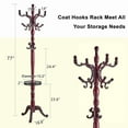thumbnail image 2 of SDJPOI Solid Wood Coat Rack with Key Tray, Stainless Steel & Resin Coat Rack Freestanding with 11 Hooks , Wooden Rack Hanger for Clothes Hat Bag Entryway, 2 of 7