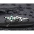thumbnail image 2 of Kite Shape Moss Agate Crescent Engagement Ring Set, Nature Inspired Sterling Silver Moon Wedding Promise Ring Anniversary Gift for Women, 2 of 5