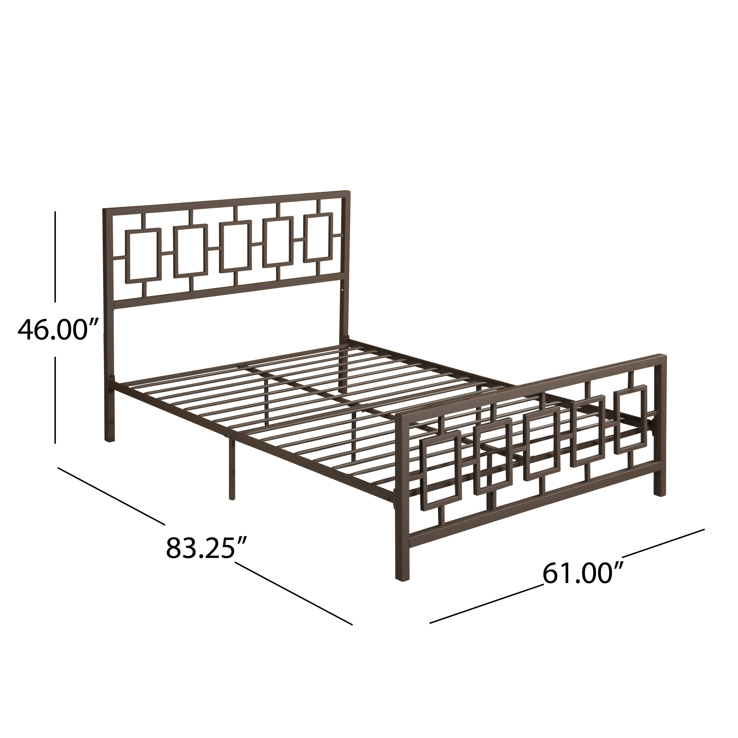 Noble House Krystin Modern Style Queen-Size Iron Bed Frame, Hammered Copper - image 2 of 10