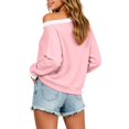 thumbnail image 4 of Enjoytime Sweatshirt for Women Patchwork Long Sleeve Off Shoulder Sweatshirt Fall Fashion Casual Pullover Tops, 4 of 8