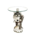 thumbnail image 1 of OK Lighting Animal 24" H Glass Top Color Sculpture End Table-Wolf, Black, 1 of 2