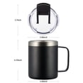 thumbnail image 5 of Aloufea Tasse à Café Isolée en Acier Inoxydable 12Oz avec Poignée, Gobelet à Double Paroi avec Couvercle Rabattable, Noir, Lot de 2, 5 of 5