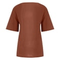 thumbnail image 5 of Women's Vintage Cotton & Hemp Boho Short Sleeve T-Shirt | Soft Round Neck Casual Top for Spring/Summer 2025 Brown M, 5 of 5