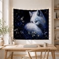 thumbnail image 5 of White Wolf Amidst Dark Roses with Glowing Embers, Mystical Fantasy for Nature Lovers, Wildlife Art Decor, Halloween Gift, Tapestry Wall Hanging for Bedroom and Living Room, 5 of 7