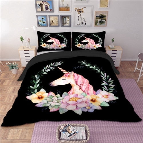 Juego de cama Unicornio negro