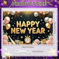 thumbnail image 2 of Gold Glitter Happy New Year Banner Pink Roses New Year Display Metallic Balloons Star Decorations Festive Backdrop for New Year Party Holiday Celebration Indoor Decoration, 2 of 8