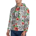 thumbnail image 3 of Uemuo Roses Mixed Zebra 1 Pattern Men's Hoodie - Casual Pullover Hoodie with Kangaroo Pocket, Stylish Hooded Sweatshirt for Everyday Wear-Medium, 3 of 7