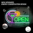 thumbnail image 2 of Y YUNHSOM Cocktail Glass "OPEN" Neon Sign 13.8 x 8.5 Inch - Ice Blue, Pink, Purple, Green, Yellow Multi-color LED Neon Light, Adjustable Brightness, Bar Pub Decor, 2 of 7