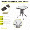 thumbnail image 3 of Mesa cuadrangular de vidrio estructura de acero café oscuro mesa compacta para terraza jardín balcón de 60cm, 3 of 8