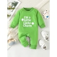 thumbnail image 3 of Elippeo Irish Baby Romper 3M 6M 9M 12M St Patricks Day Casual Long Sleeve Round Neck Shamrock Letter Print Jumpsuit Newborn Clothes, 3 of 10