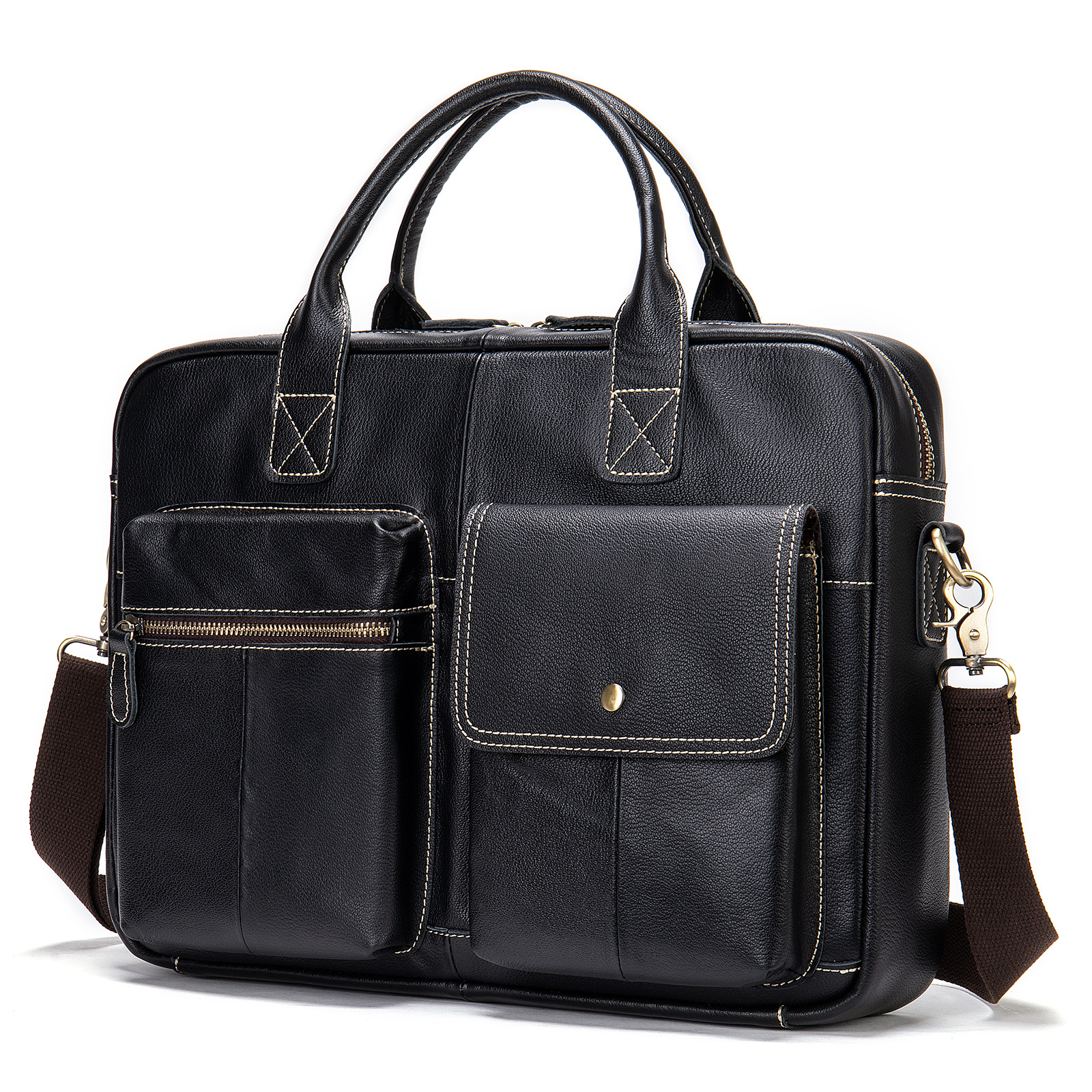 Leather Laptop Bag, Men's Messenger Bag Briefcase Business Satchel