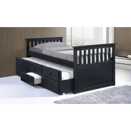 Broyhill Perspectives Leather - Broyhill Kids Marco Island Twin Captains Bed with Trundle and Storage Drawer Black