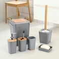 thumbnail image 5 of KRALIX Bathroom Set 6 Pieces Gray Plastic/Bamboo Bathroom Accessories, 5 of 7