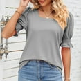 thumbnail image 6 of Raeneomay Ruffle Sleeve Top Oversized T Shirt Women's Casual Solid Color SquareNeck Short Sleeve Tops Blouses T-Shirt, 6 of 6