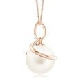 thumbnail image 2 of ANGARA Freshwater Cultured Pearl Spiral Pendant with Diamonds in 14K Rose Gold for Women | June Birthstone, Birthday, Anniversary, Jewelry Gift for Women | Pearl Necklace, 2 of 8