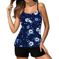 thumbnail image 2 of HaoXianJian Summer TankiniS Swimsuits for Women 2 Piece Floral Print Bathing Suits Long Torso Tank Tops Modest Loose Fits Strap Swimwear with Shorts S-2X, 2 of 4