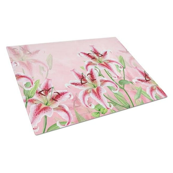 Pink Lillies Glass Cutting Board - Large