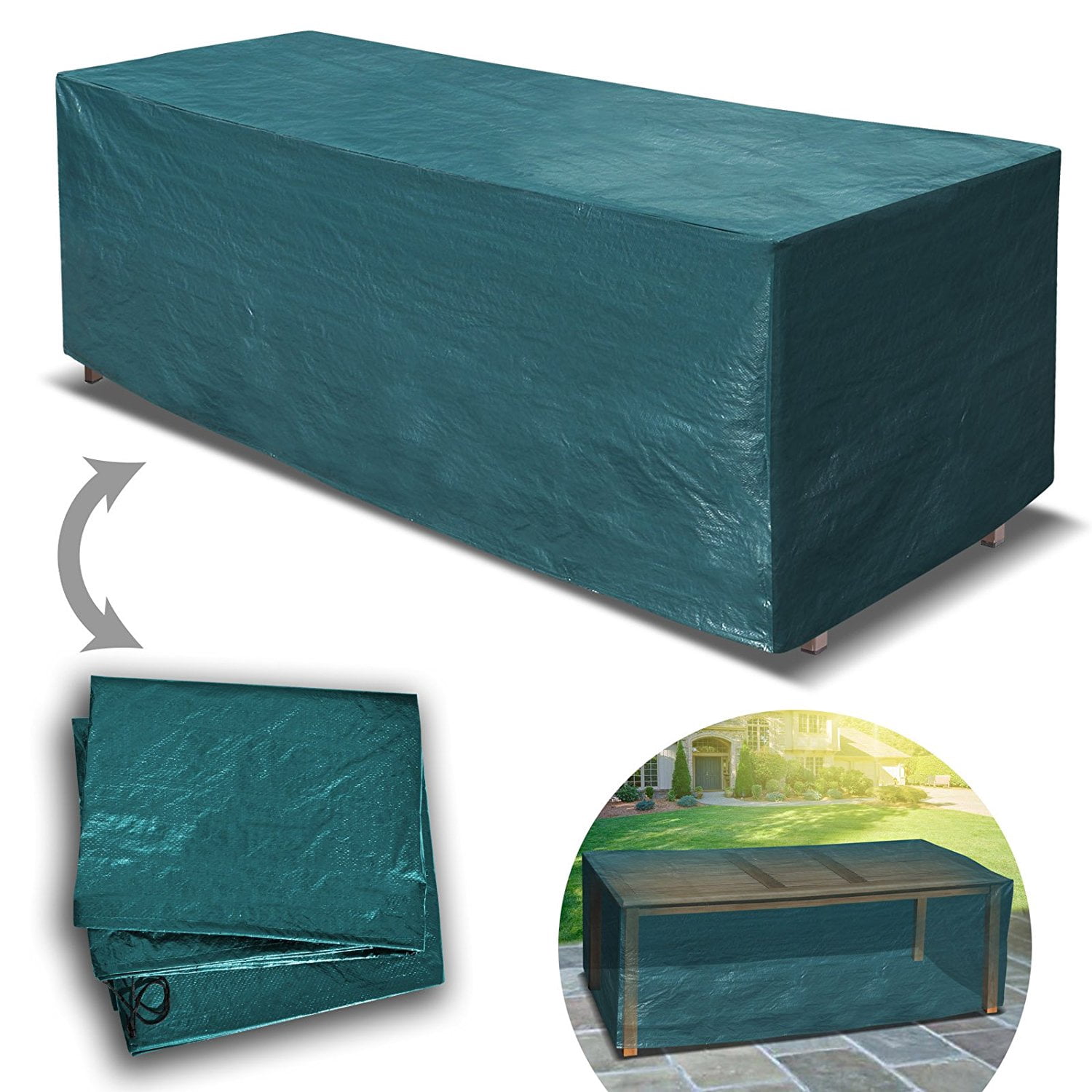 Outdoor 96"x30"x29" Patio Garden Table Furniture Set Protector, Furniture Cover, Green