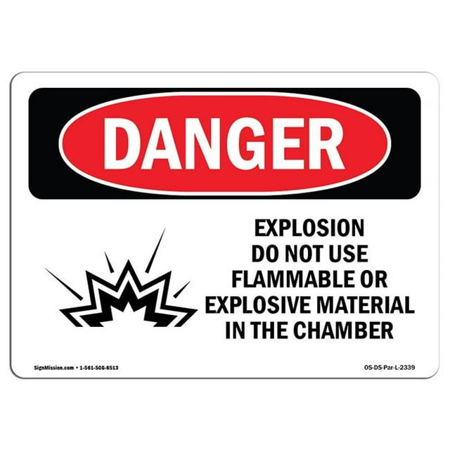 SignMission OS-DS-A-1824-L-2339 18 x 24 in. OSHA Danger Sign - Explosion Do Not Use Flammable
