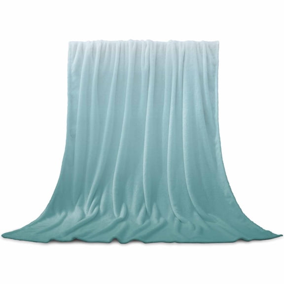 Flannel Throw Blanket for Couch Sofa Bed,Teal Gradient Ombre Soft Cozy Warm Fuzzy Blanket 30x40in