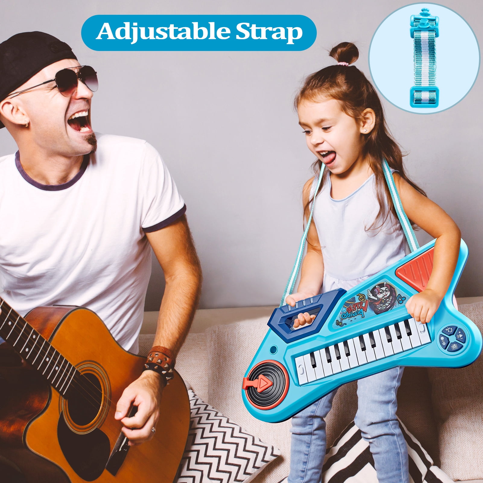 Baby Piano Toy for 1 2 3 Years Old,Toddler Musical Keyboard with Microphone,Kids Drum Play Instrument for 12-18 Months Boys Girls,Beginners Development Gift Music Toy
