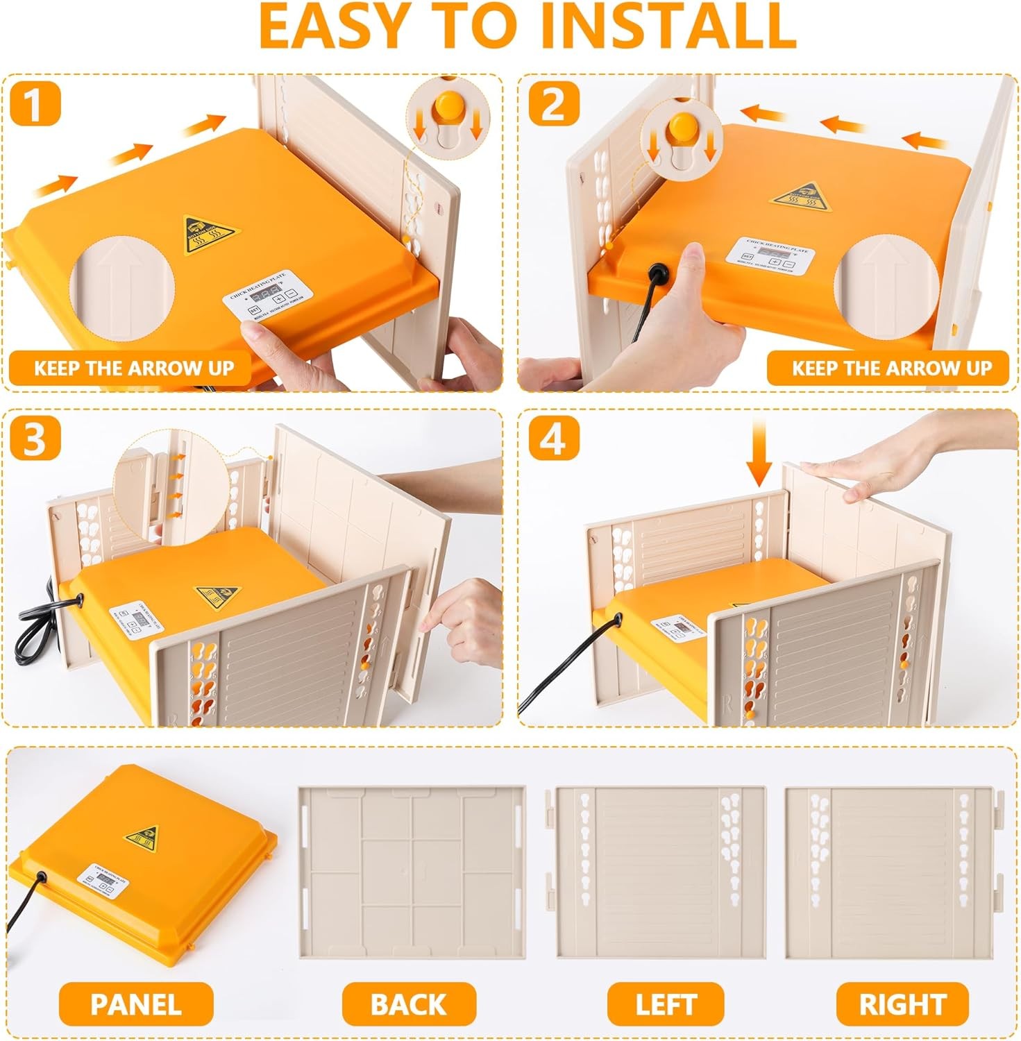 JIAN YA NA Chicken Coop Heater, Brooder Heater for Chicks, Chick Brooder Heating Plate, Chicken Coop Warmer with Adjustable Height and Angle