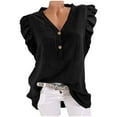 thumbnail image 3 of Sudadera corta,Blusa informal con cuello en V para mujer, mangas holgadas, mezcla de poliéster, ideal para uso diario y en casa, sopatenor, 3 of 9