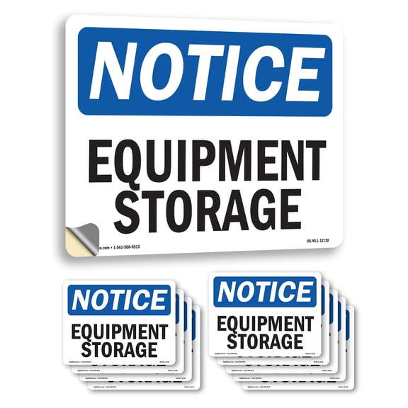 Equipment Storage OSHA Notice Vinyl Decal Label 14 Inch x 10 Inch - 10 Pack