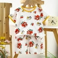 thumbnail image 2 of Ahuyic Toddler Casual Pajama Outfit Sets,Boys Girls 2 Piece Outfits,Fashion Girls' Casual Short Sleeve Round Neck Collar Botton Printed Short Pants Sets,Red,1 Years, 2 of 4
