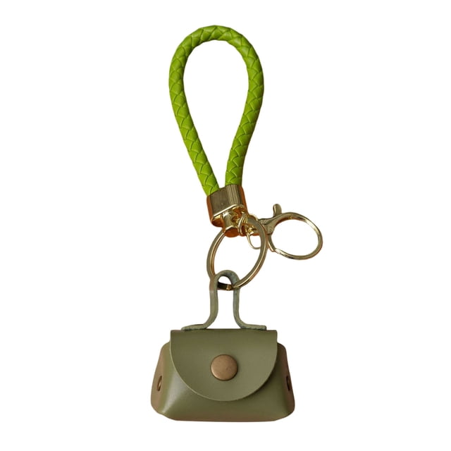 Hioecau Mini Dumpling Coin Purse Keychain with Security Snap Detachable Wrist Strap Faux Leather Waterproof Compact Bag Key Holder