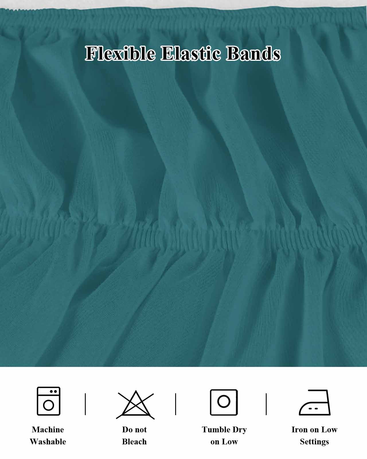 Solid Color Bed Skirt Teal Bed Skirts King Size 18 Inch Drop, Wrap Around Dust Ruffle&nbsp;Bedskirt with Adjustable Elastic Belt for Queen Size Beds