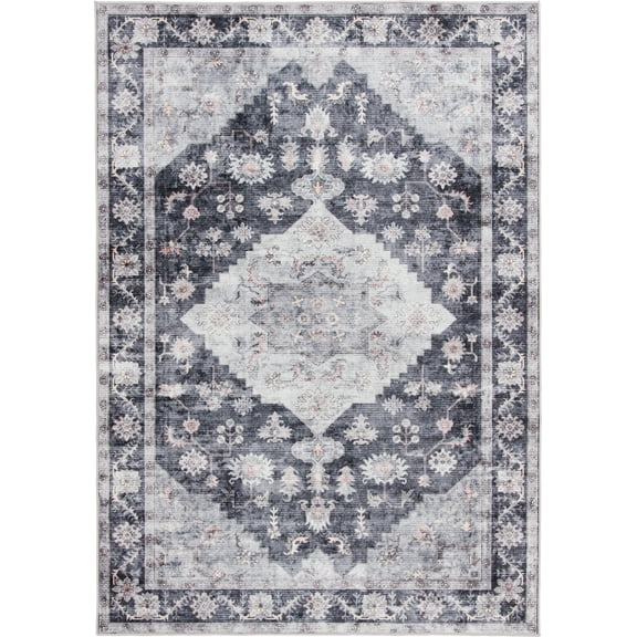 Better Homes & Gardens Washable Persian Area Rug, Gray, 7'2"x9'10"