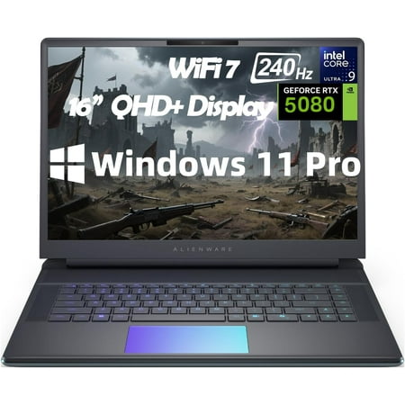 Alienware 16 Area-51 Gaming Laptop - 16" QHD+ 240Hz, Intel Core Ultra 9 275HX, NVIDIA GeForce RTX 5080 16GB GDDR7, Backlit KB, Windows 11 Pro(32GB DDR5, 2TB SSD)