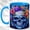 Blue, variant on Blue Skull Coffee Mug, Floral Gothic Mug, Ceramic 11 oz
