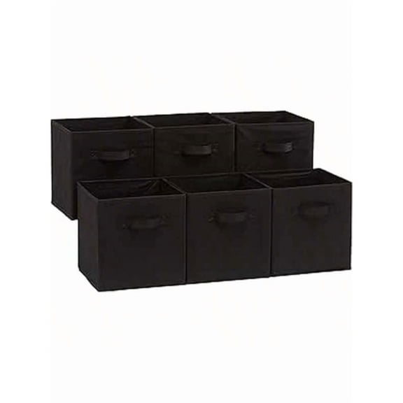 13"X13"X13" 6-Pack Foldable Storage Bins Collapsible Closet & Toy Organization Boxes Space Saving Fabric Cubes  For Shelves Gray