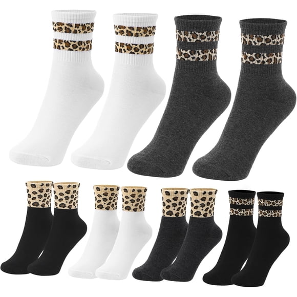 6 pares Calcetines Estampado Leopardo Suaves y Transpirables Diseño Casual y Deportivo para Mujer y Hombre Comodidad Día