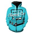thumbnail image 1 of Sudadera con capucha y cremallera para hombre, diseño de coche clásico de dibujos animados, estilo casual, estilo hip hop, de gran tamaño, con estampado 3D, chaquetas y tops divertidos para adolescent, 1 of 6