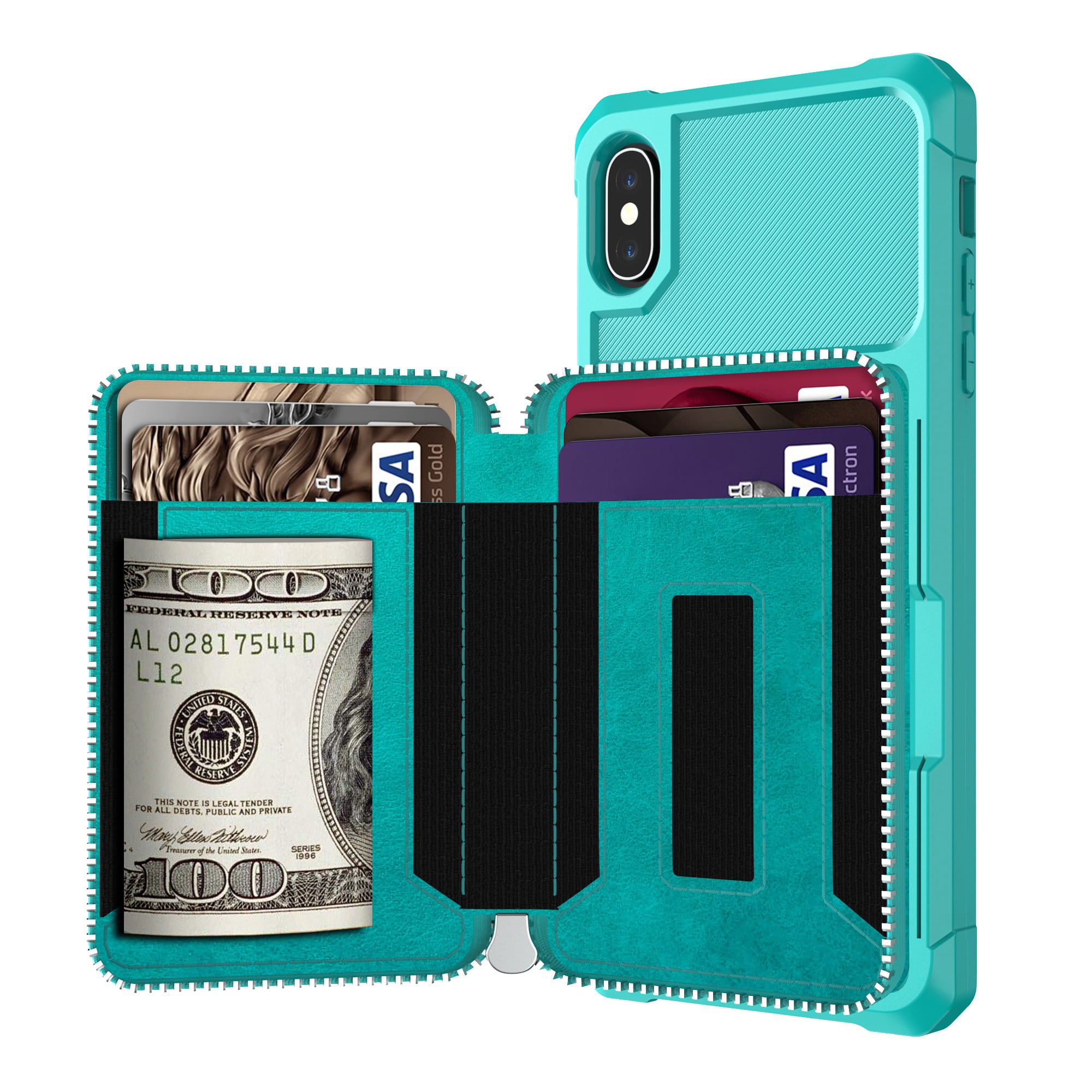 Apple iPhone XR Crossbody Bag Case, Dteck Zipper Pocket Credit Card Holder  Wallet Case Phone Cover with Shoulder Strap, For iPhone XR,Green 