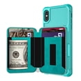 thumbnail image 5 of iPhone XR Wallet Case, Dteck iPhone XR Case with Credit Card Holder Slot Leather Wallet Shockproof Protective Zipper Pocket Purse Case For Apple iPhone XR 6.1 inch, Green, 5 of 9