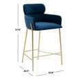 thumbnail image 3 of SAFAVIEH Couture Charlize Curved Mid Back Bar Stool, Navy/Gold, 3 of 7
