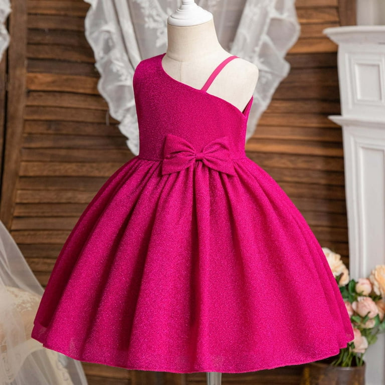 Bigetiay Little Girls Dresses Flower Girl Dress Sleeveless Tulle Dress Tea Party Dresses for Girls Hot Pink Dress for Girls Holiday Dress Girls