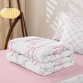 thumbnail image 5 of Homewish Girly Pink Bowknot Zipper Twin Comforter Sets with Fitted Sheet and 2 Pillowcases For Girls,Cute Bows Kawaii Stars Zipper Bedding Set,Lightpink White,Reversible,4-Piece, 5 of 7
