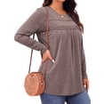 thumbnail image 4 of WellSize Plus Size Women Blouses Lace Long Sleeve Boho Tops Crew Neck Fall Shirts Trendy Tunic Blouses, 4 of 9