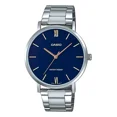 thumbnail image 1 of Reloj pulsera Casio MTP-VT01 con correa de acero inoxidable color plateado - fondo azul, 1 of 6
